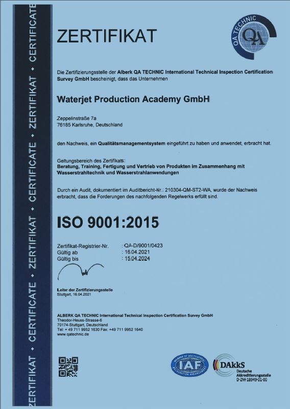 Waterjet Production Academy GmbH, Zeppelinstrasse 7a in Karlsruhe