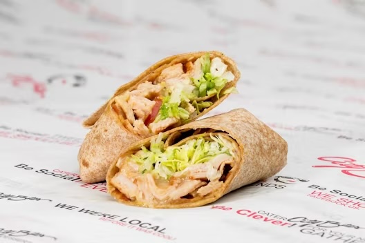Honey wheat wrap, grilled turkey breast, bacon, melted provolone, lettuce, tomatoes, honey mustard, salt & pepper.