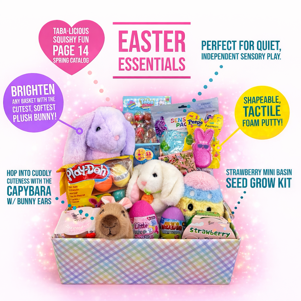 Get ready for Easter with these Easter Basket Essentials!

✅ Cuddly Stuffed friends

✅ Sensory fun like Squishies, Slime and Play-Doh

✅ Gardening kits to help kids bloom this Spring

Come visit us until 8pm tonight to fill those baskets with Easter fun!