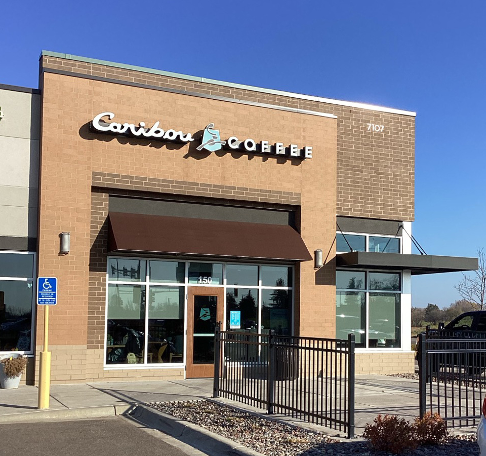 Storefront of the Caribou Coffee at 7107 Otter Lake Road Suite 150 in Lino Lakes