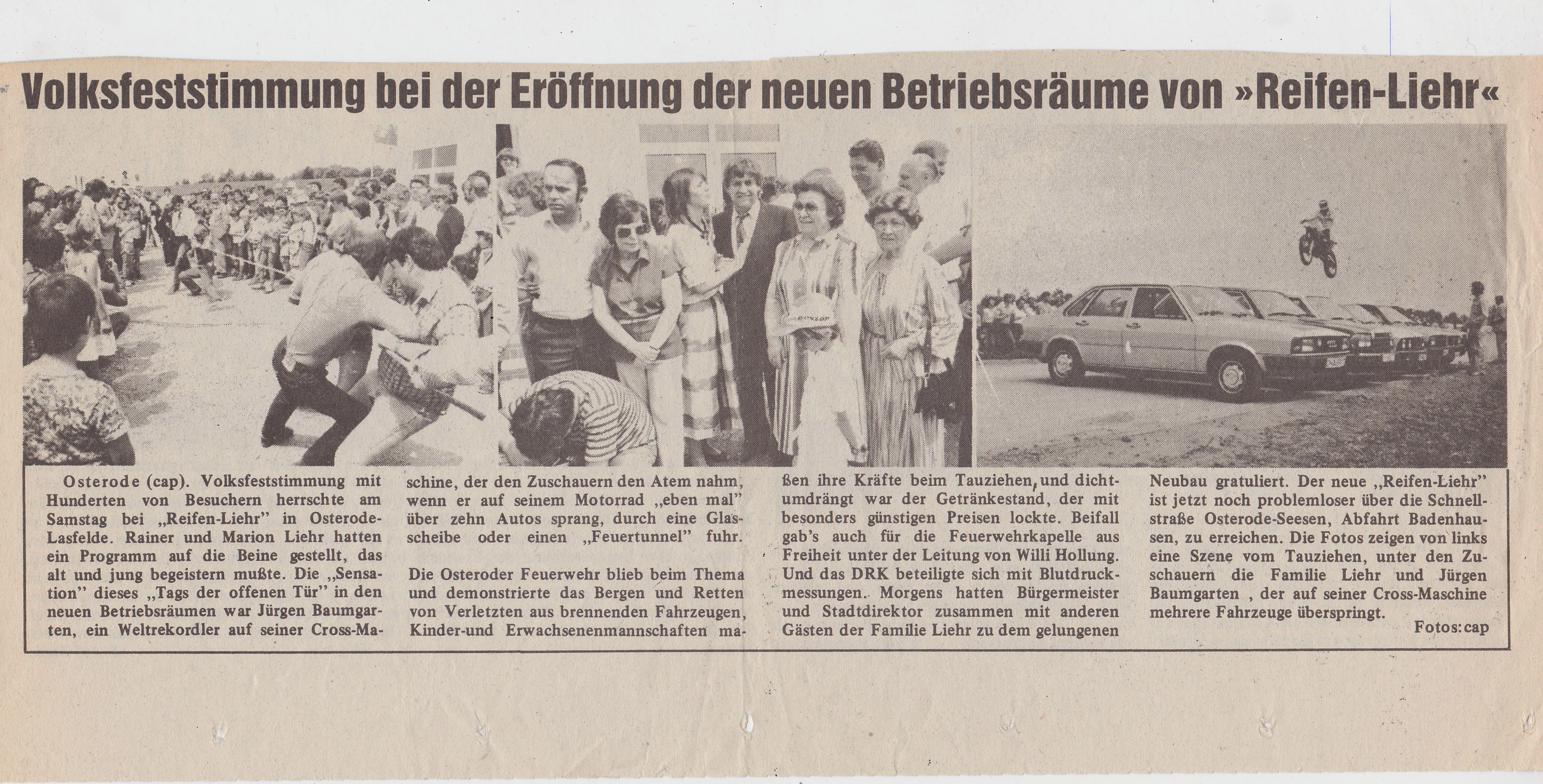 Zeitungsbericht der Inbetriebnahme des heutigen Standortes in Osterode 1982