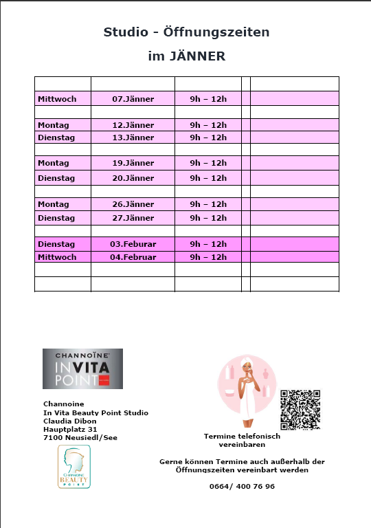 Claudia Dibon Beauty effect by Channoine für Kosmetik & Ernährung, Hauptplatz 31-33 in Neusiedl am See