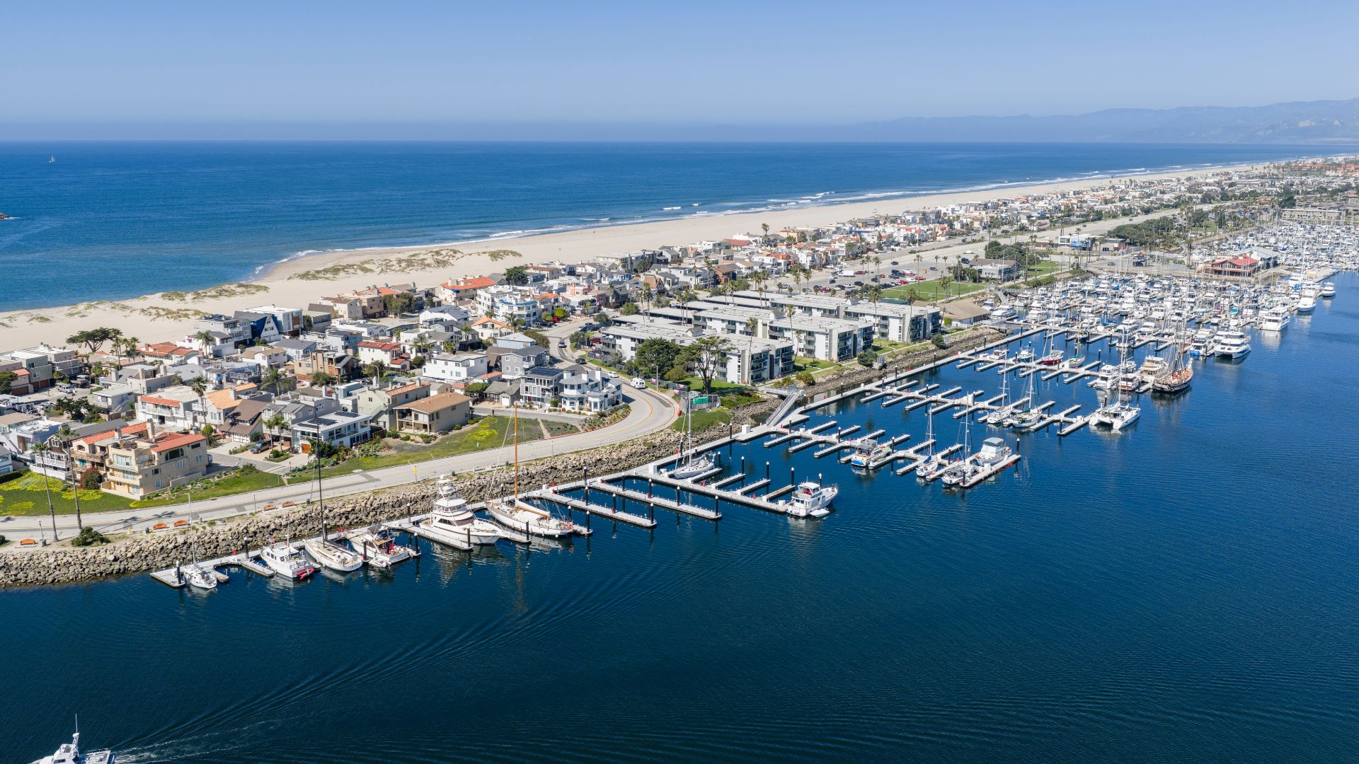 Bahia Marina, Channel Islands Harbor, CA. Drone photos of the new marina rebuild.