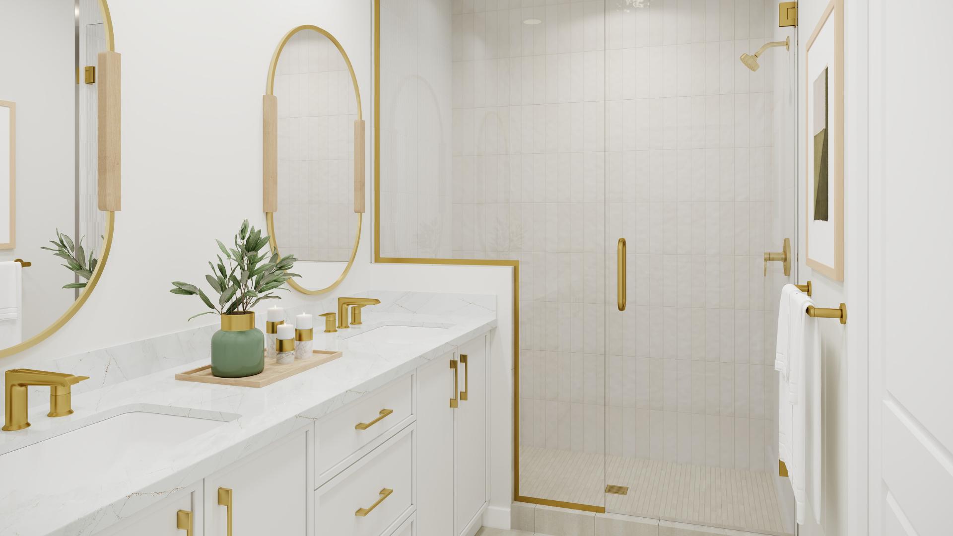 Spa-like primary bathrooms with dual sink vanities