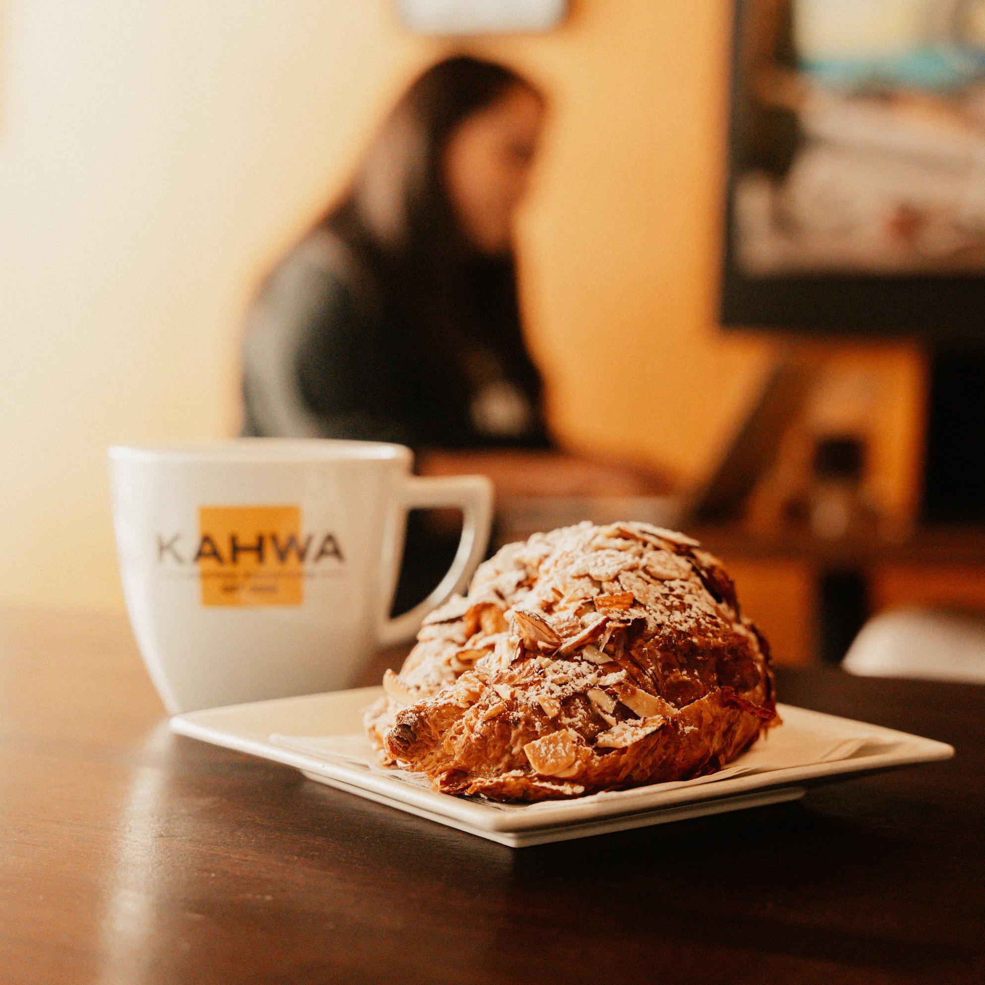 Kahwa Coffee and almond croissant