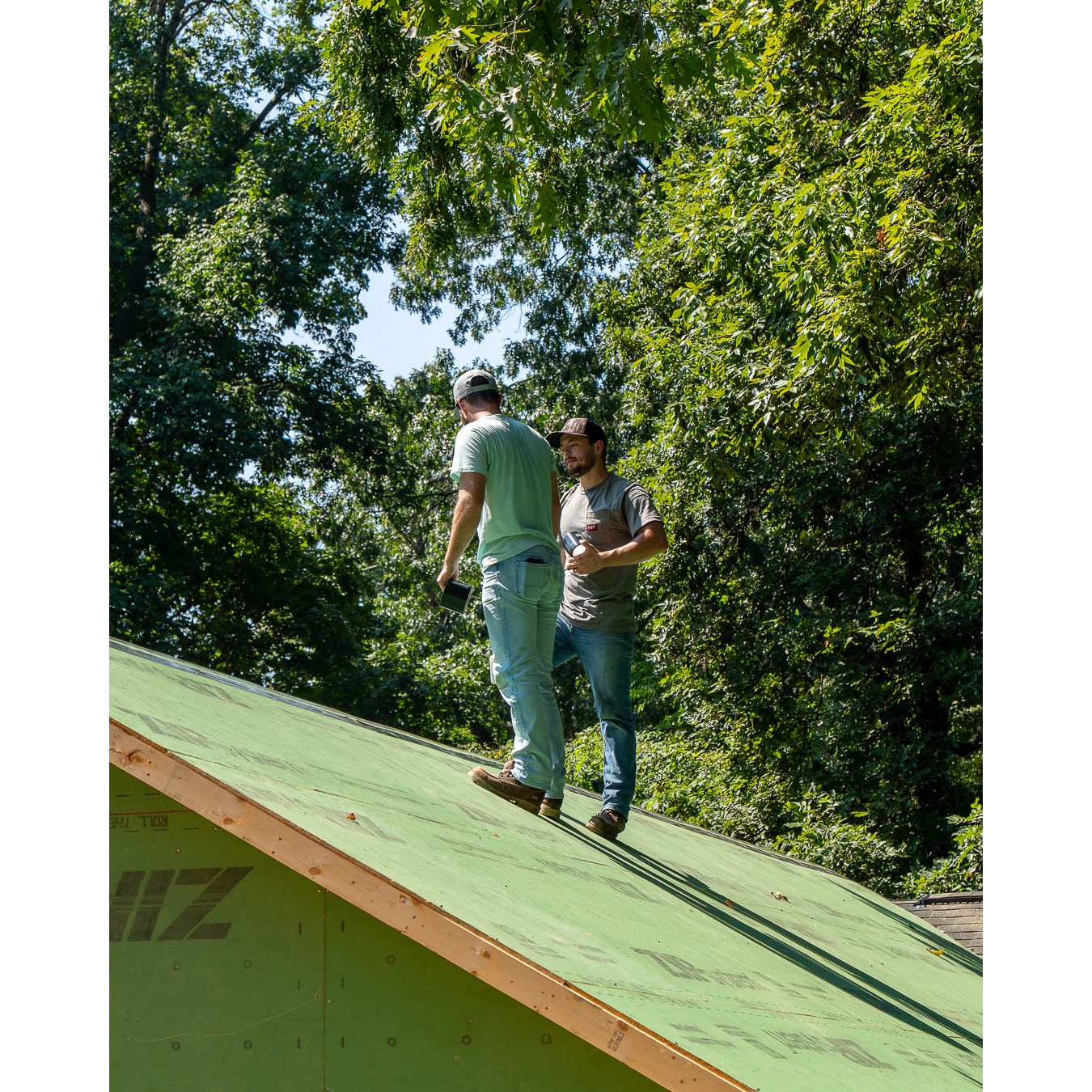 Landman Construction working on the roof of a room addition in Knoxville Tennessee. 