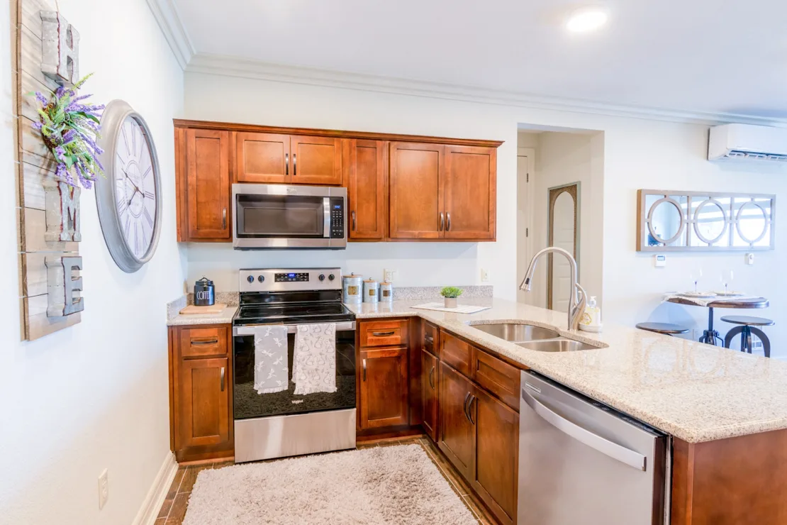 Kitchen with Wooden Cabinets