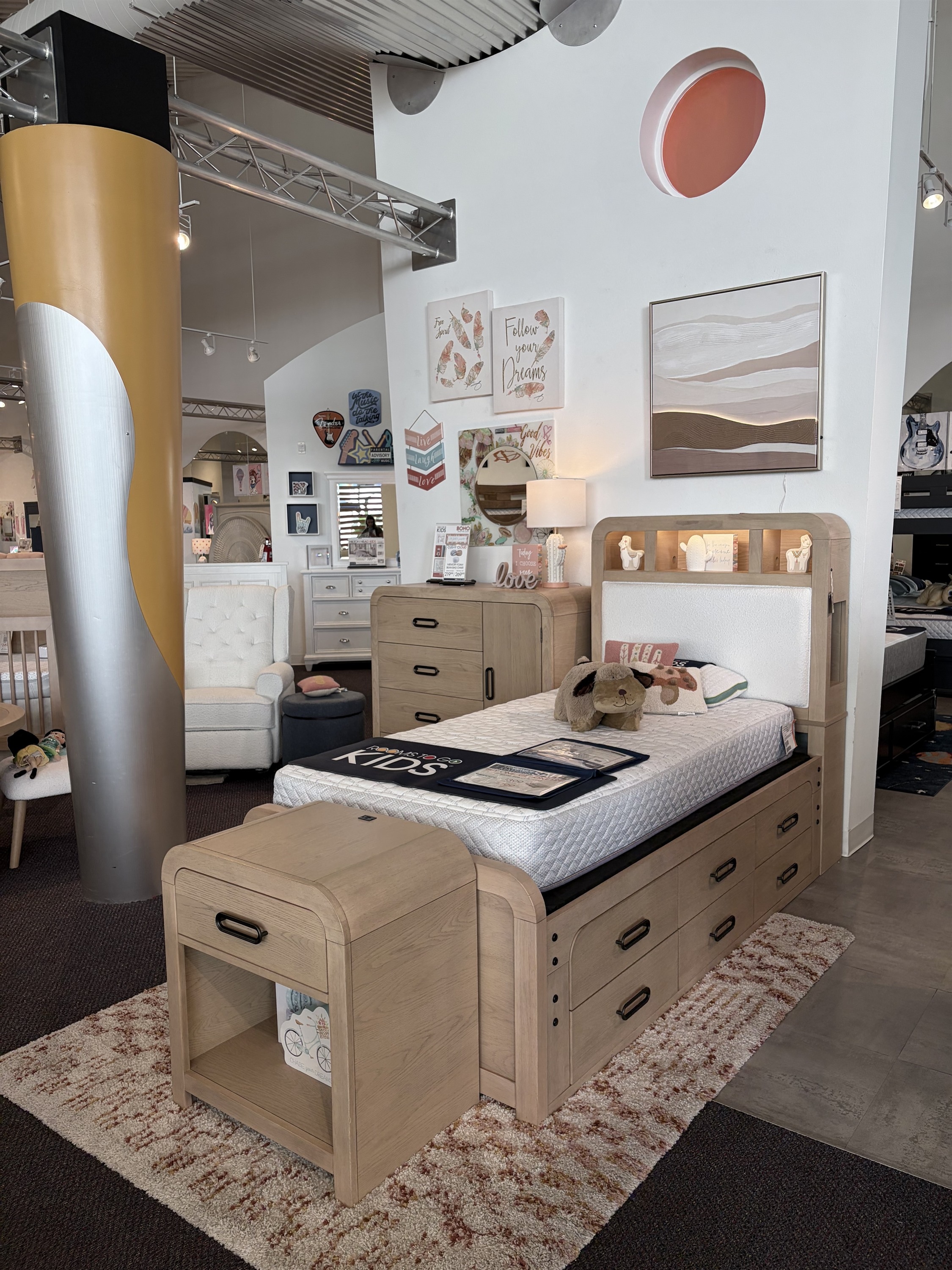 Discover this light wood kids bedroom set with dresser and nightstand