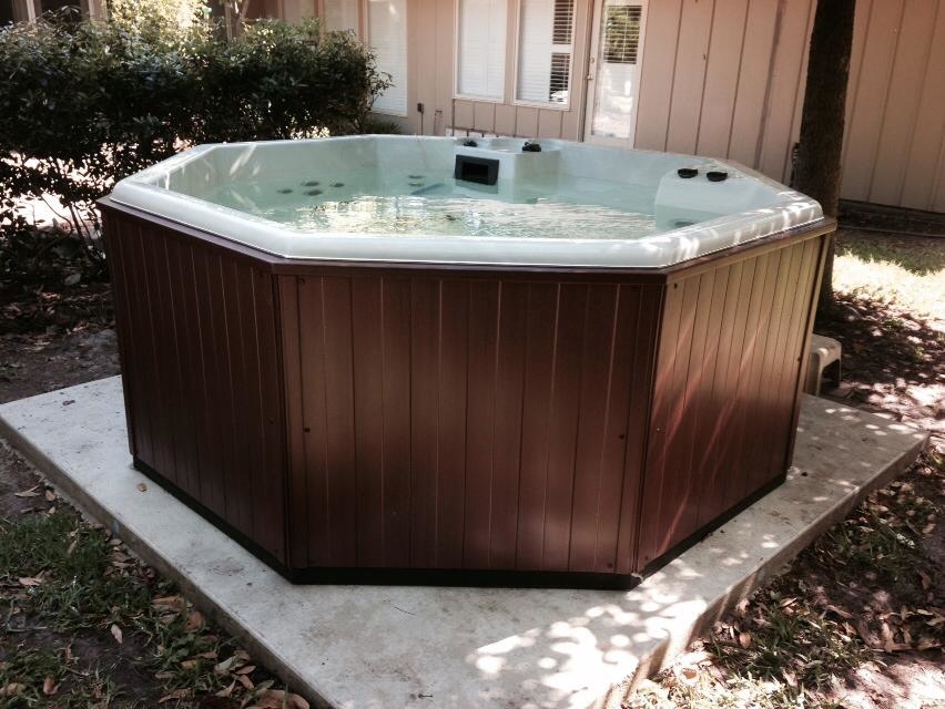 Concrete Slab and Octagonal hot tub.