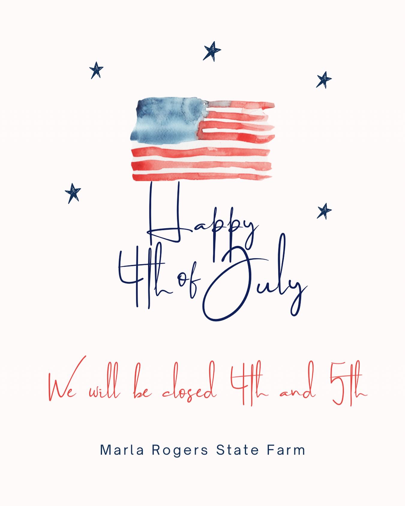 Have a safe 4th of July! We will open back up Monday at 9 am!