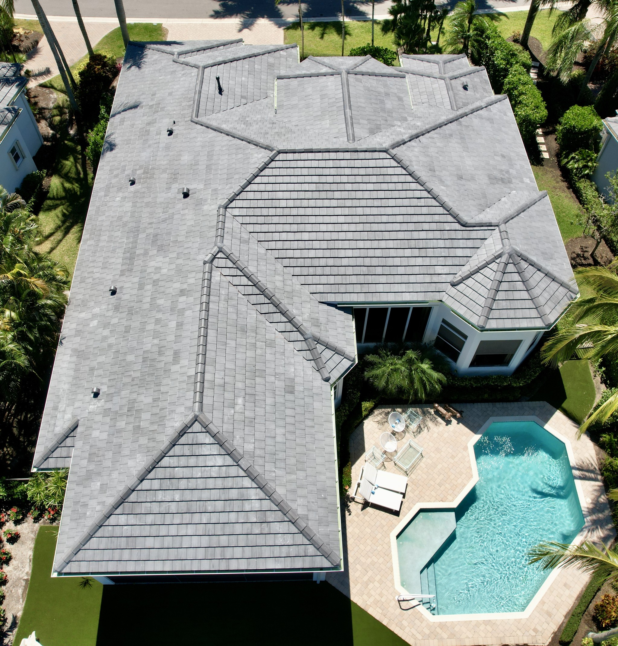 On this roof replacement we installed a flat tile from Eagle called Sierra Madre.