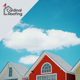 Poster of houses with Cardinal Roofing logo