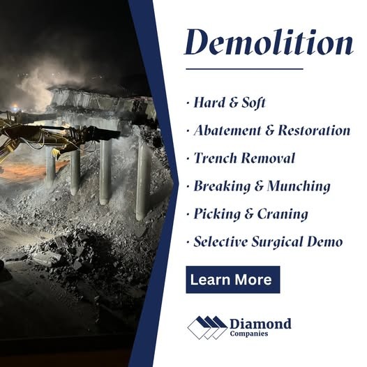 Selective demolition on a Colorado jobsite. Hard and soft demo, abatement and restoration, trench removal, breaking and munching, picking and craning, and surgical selective demolition.