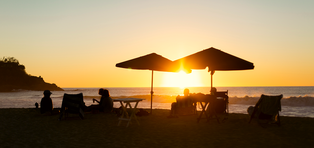A sunset on the beach.