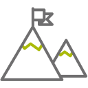 Flag on top of mountain icon.