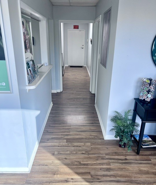 Interior photo of the entryway for AudioNova hearing clinic in Tavares, FL