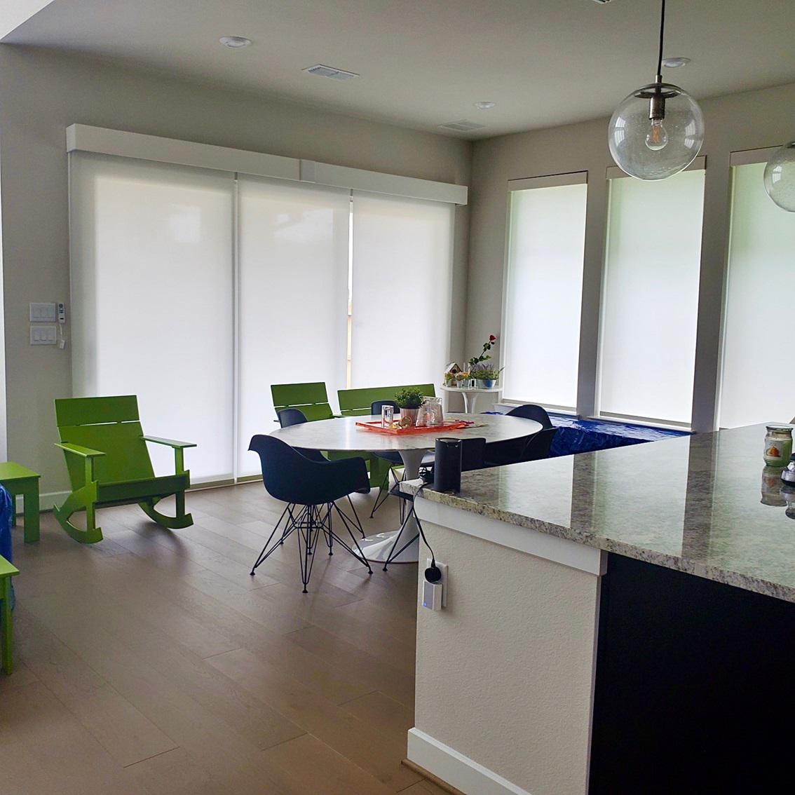 Keep that bright, sunny feeling in your home without the glare! This space from Katy shows you how to do it with our Roller Shades and Valances!