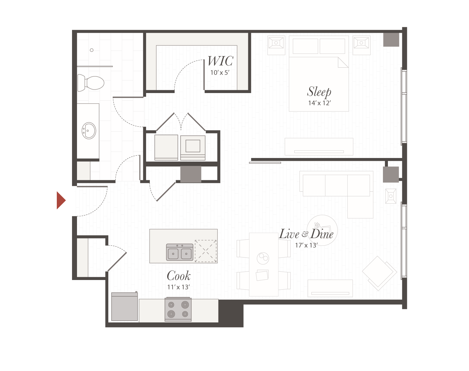 Encore T7 1 Bedroom Apartment Floor Plan