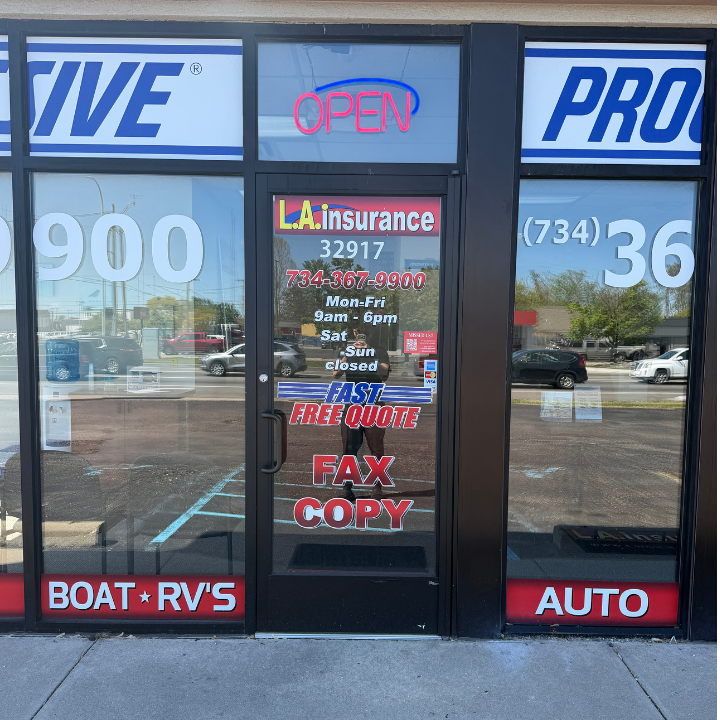 Exterior of the L.A. Insurance Agency located at 32917 Ford Rd. in MI
