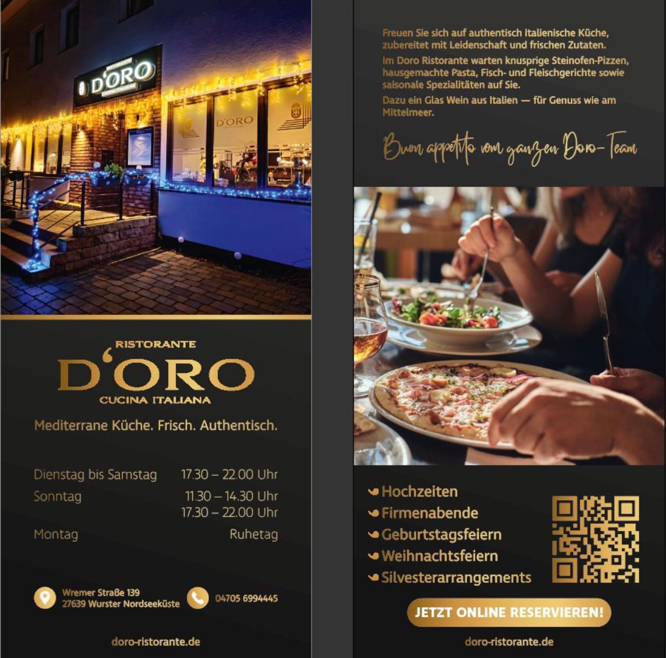 Doro Ristorante | Italienisches Restaurant, Wremer Straße 139 in Wurster Nordseeküste