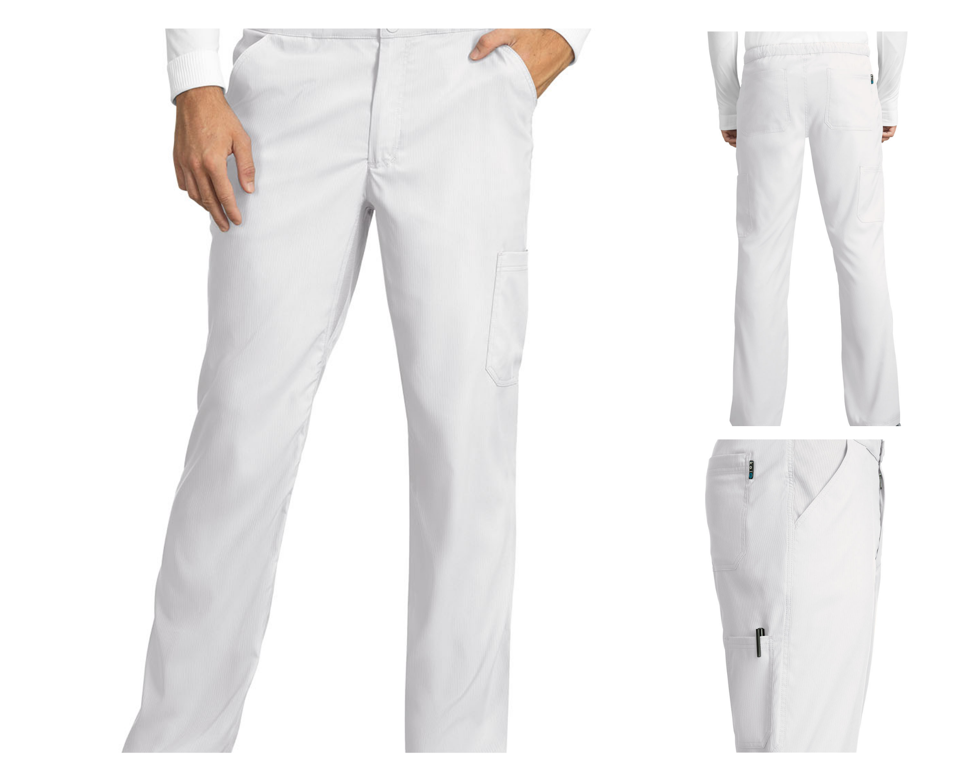 Discovery Pant Our popular koi Lite men's pants with stretch for comfort and easy movement. Contemporary fit. Hidden drawstring at waist and functional zipper fly, Rib knit trim accents, Breathable, moisture-wicking fabric keeps you cool and dry, Two front pockets, one side pocket and three back pockets, including hidden zipper pocket, Lightweight, easy wash & wear performance stretch, Slim leg, 100% polyester dobby stretch, rib trim: 95% polyester, 5% Spandex, koi Lite Discovery Men's 6-Pocket Stretch Scrub Pants
,