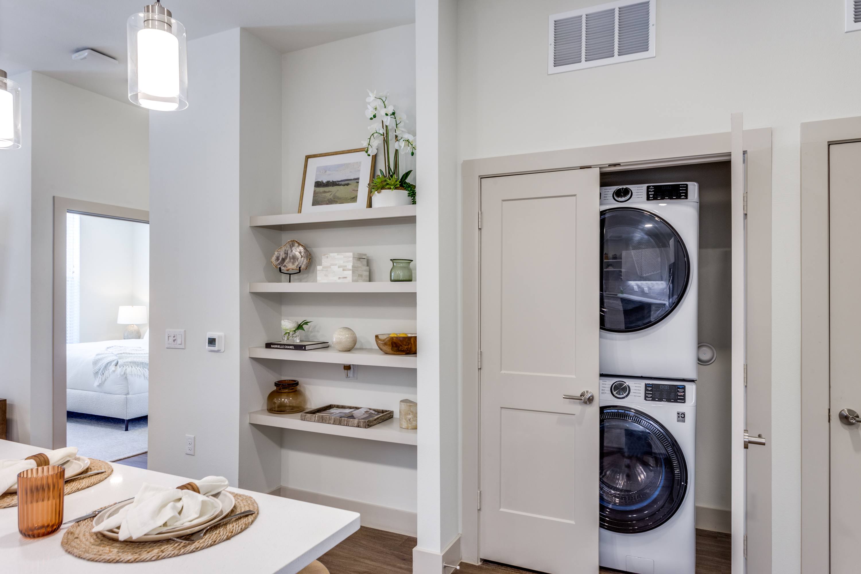 Modern laundry room with a washer and dryer
