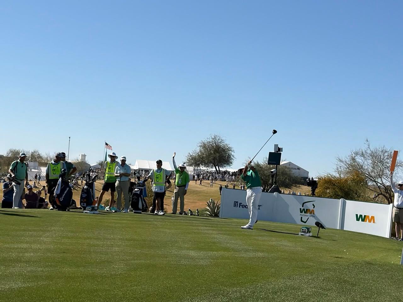 It was a hot one at the Waste Management Phoenix open!! Lots of crowds, beaming sun and good golf!