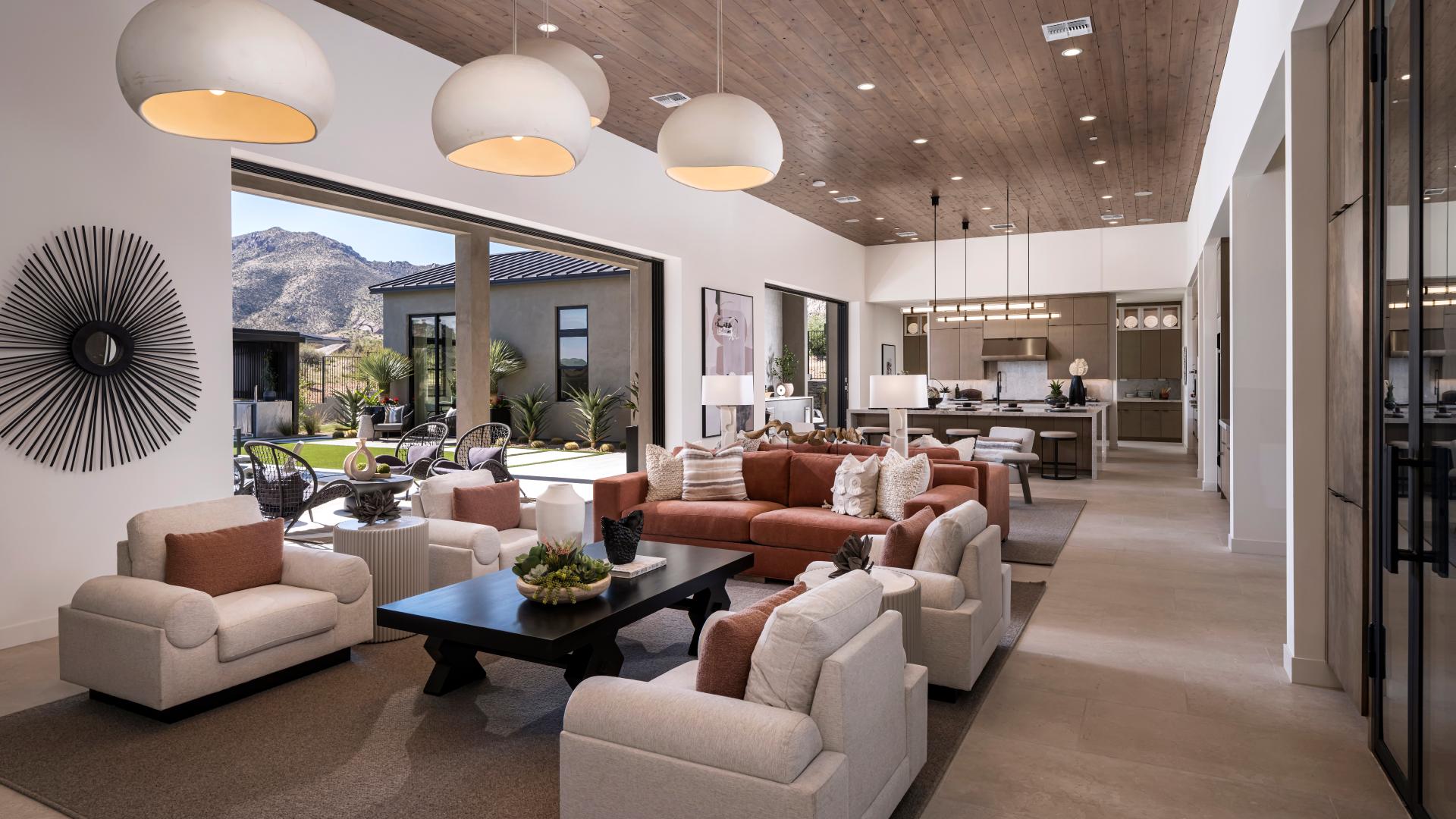 Single-level home designs with seamless indoor-outdoor living spaces