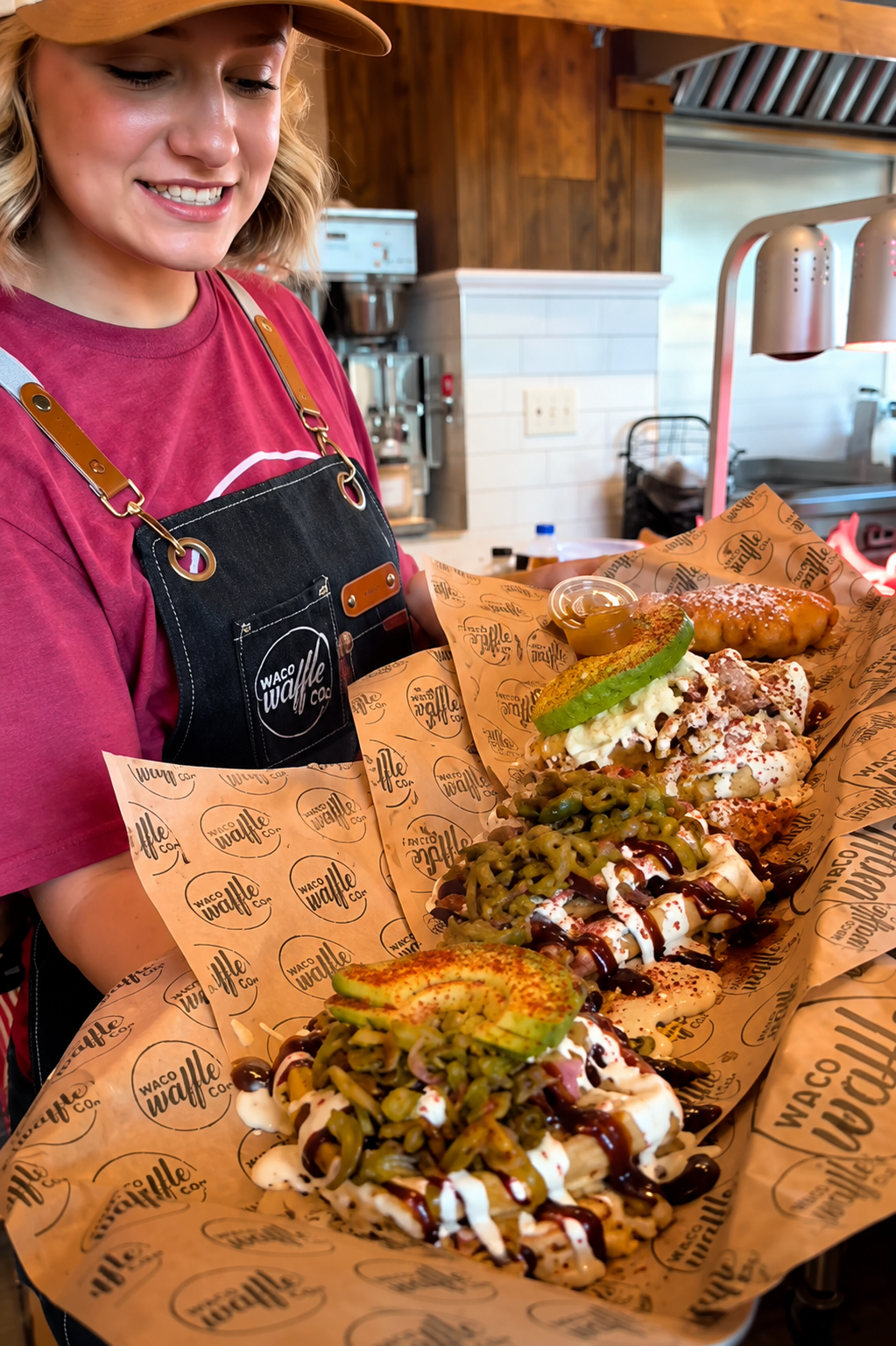 The Waco Waffle Co. sampler plate is loaded with flavor! Choose four signature waffles and enjoy a v 