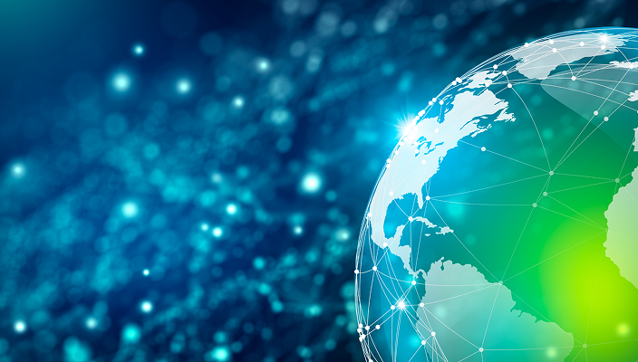 Futuristic image of an interconnected globe.