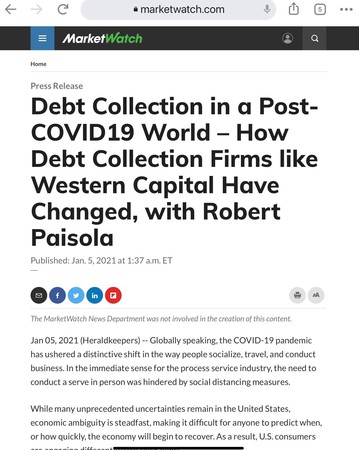 Robert Paisola in The Wall Street Journal Marketwatch 2021 Robert Paisola in The Wall Street Journal Marketwatch 2021