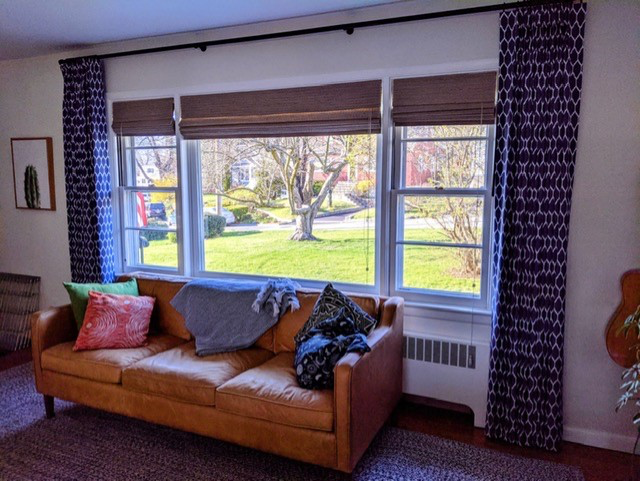 Complete the aesthetic of your room with our Decorative Side Panels with Woven Wood Shades, just as we did in this beautiful living room in Ossining, New York.
