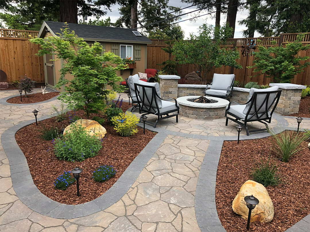 Walkway and Firepit with seating