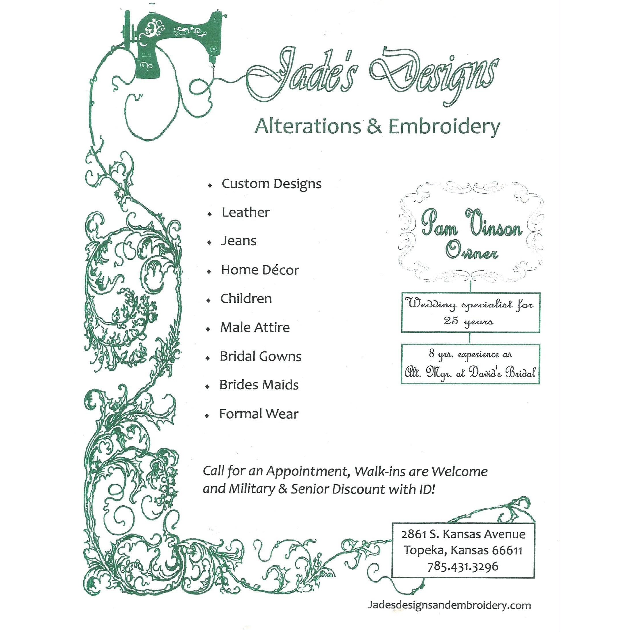 Jade's Designs Alterations & Embroidery LLC Logo