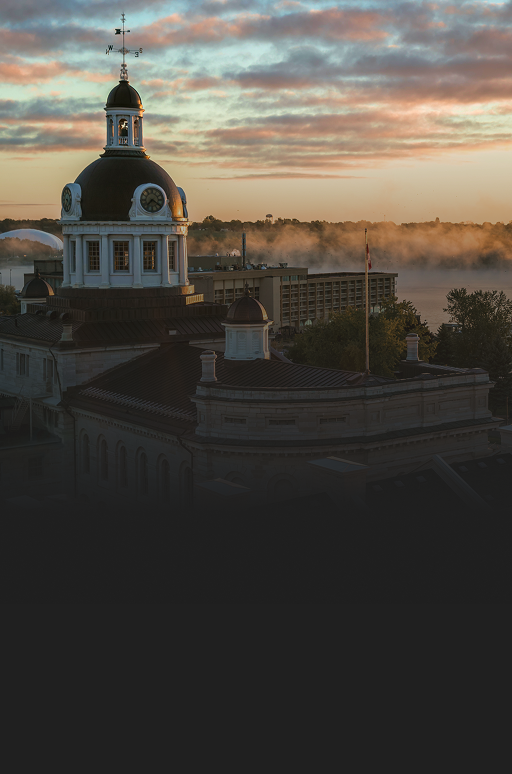Aerial view of a government building with a rotunda.