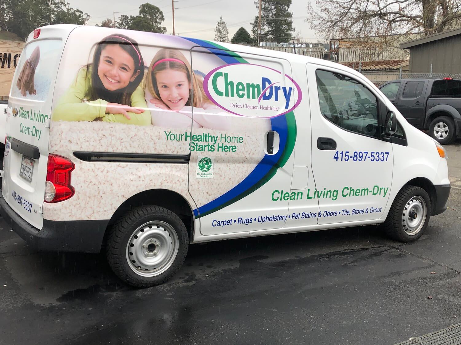 clean living chem-dry carpet cleaning van