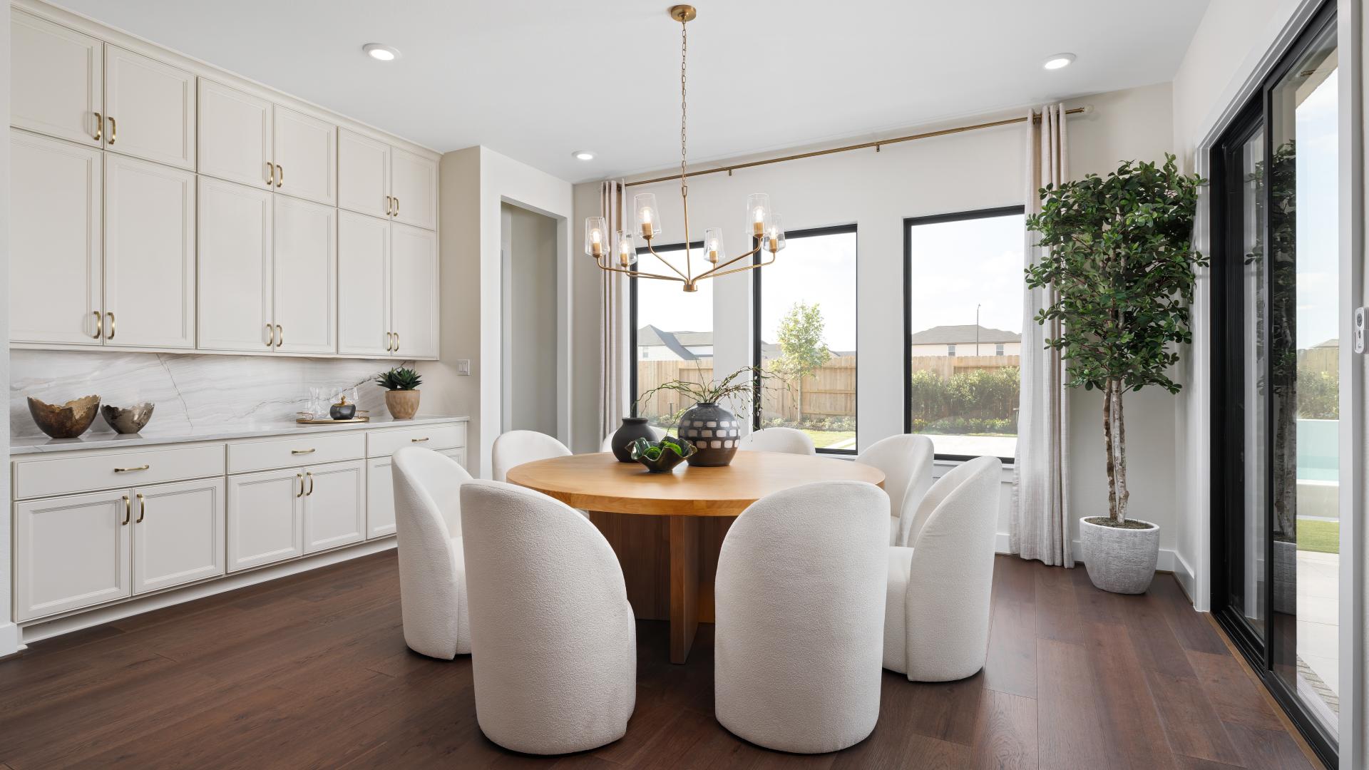 Steps from the kitchen, this dedicated space sets the perfect stage for formal holiday dinners or casual morning coffee