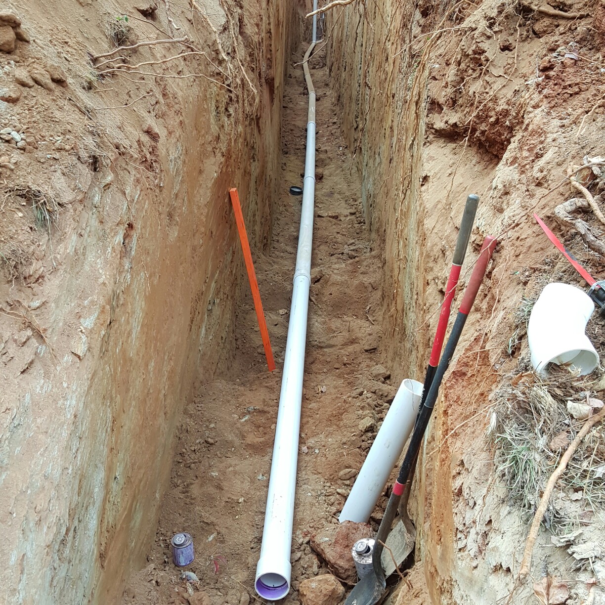 300' sewer line installed. this line reached depths of 15'.