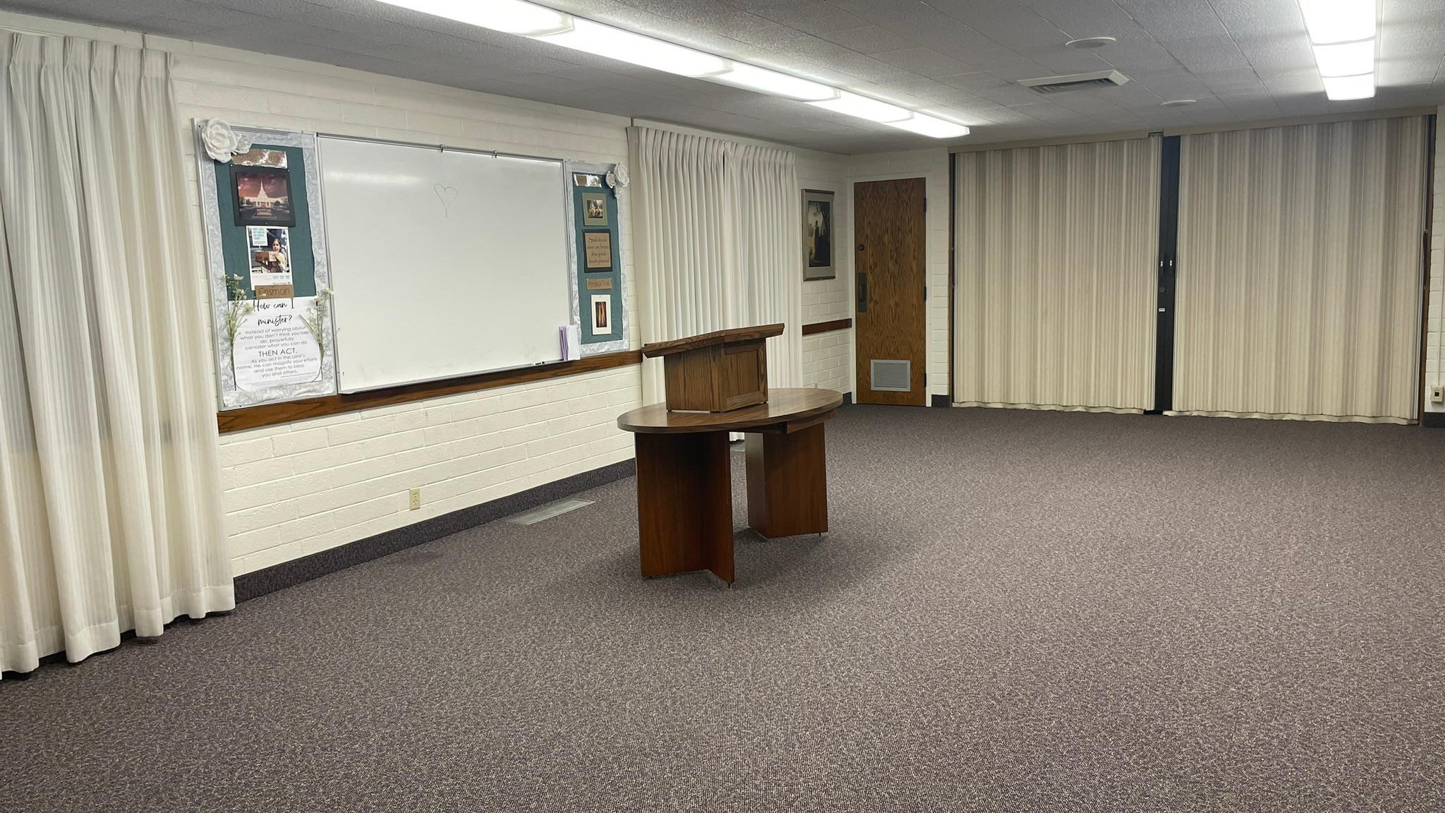The Relief Society Room, one of the classrooms used during Sunday meetings.