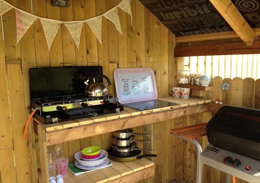 One of the private sheltered kitchens that comes with a stay in a Romantic Glamping Suite Killarney Glamping At The Grove Kerry 087 975 0110