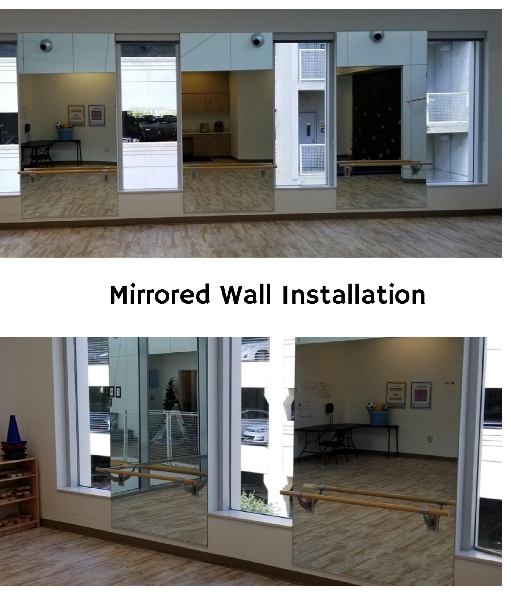 We installed this mirrored wall into a learning center! Contact us for your glass needs!