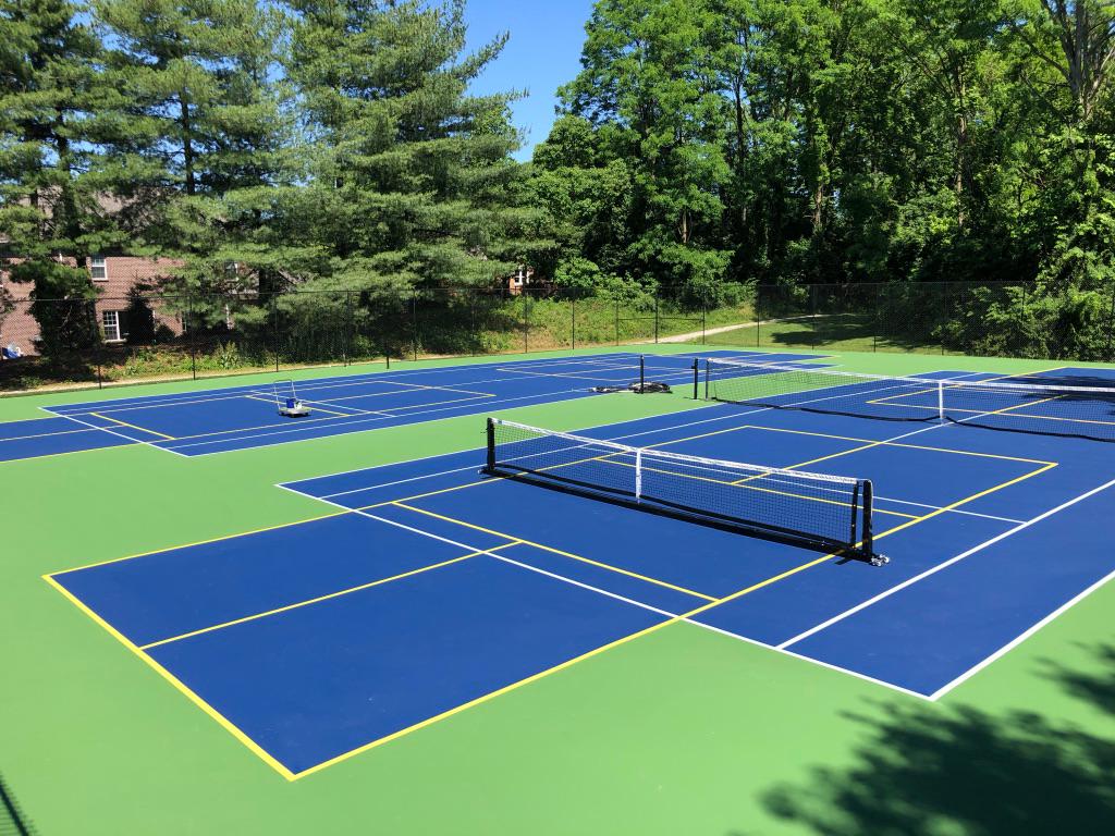 Check out our NEW Pickleball and Tennis Court Combo Design. 
 Turn your Tennis Court into TWO PICKLE Schubert Tennis LLC Cincinnati (513)310-5890