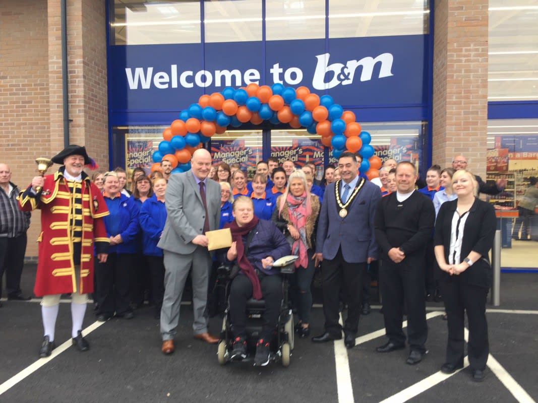 B&M Skegness hosted very special guests from the Ryan Smith Foundation on opening day. Representatives from the charity received £250 worth of B&M vouchers as a thank you for taking part.