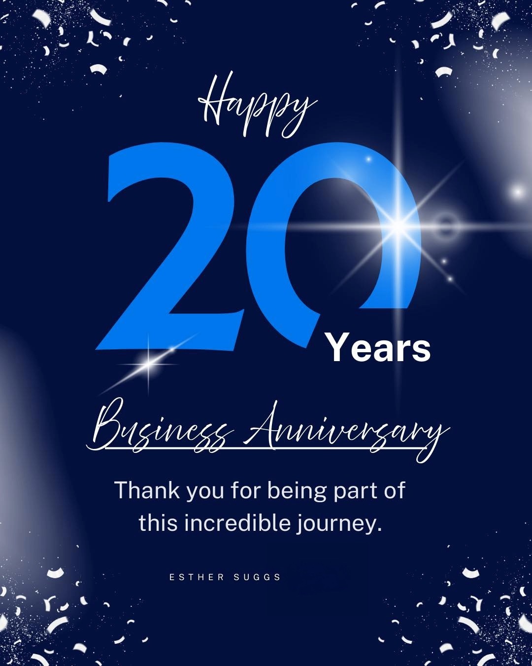 Thankful for serving the community for 20 years!