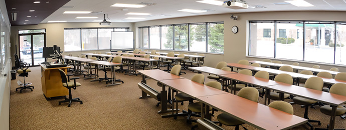 Typical classrooms at St. Cloud State at Plymouth hold many students.