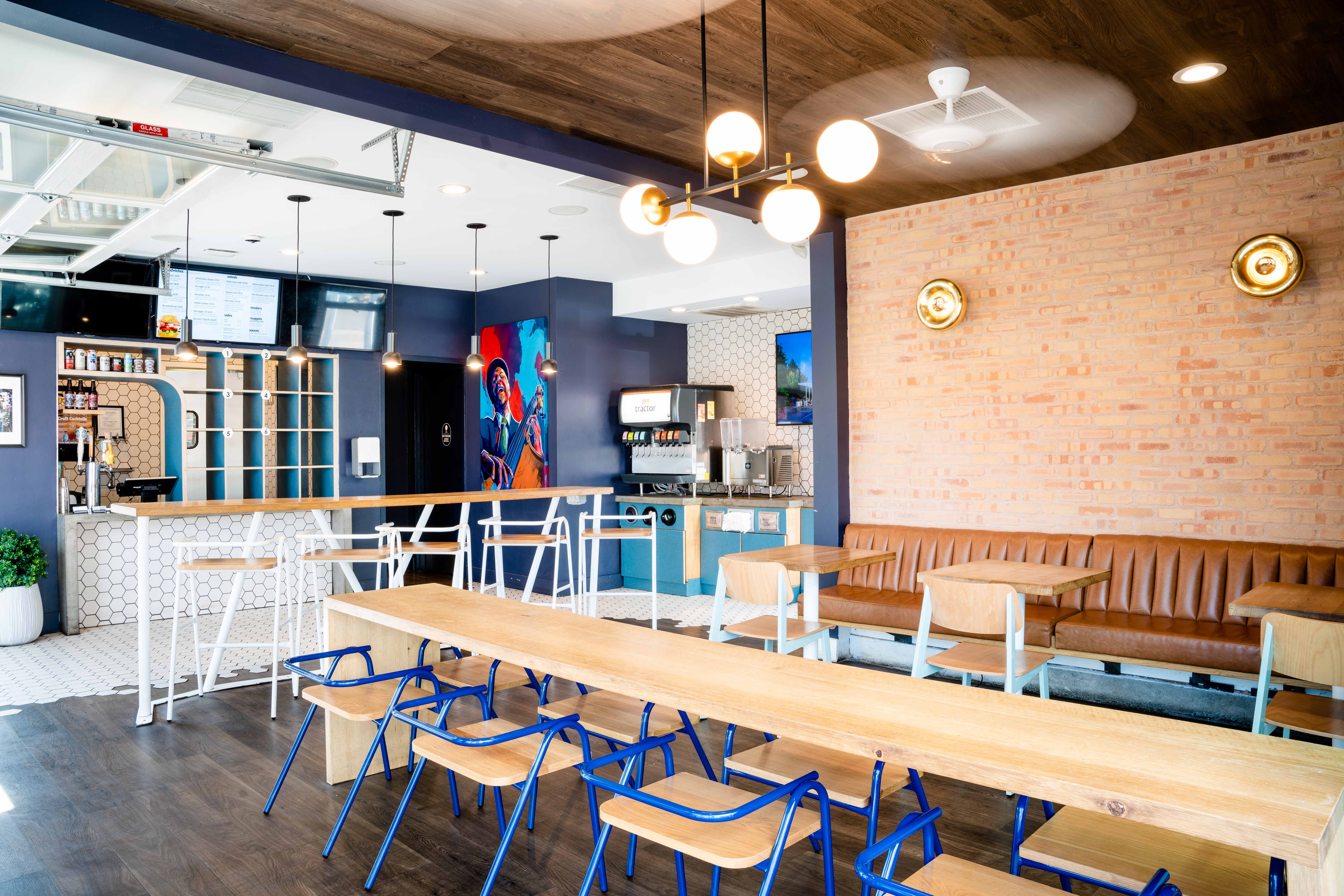 View of Birdcall Five Points dining room and bay pick up system.