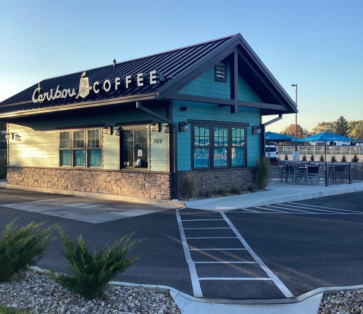 Storefront of the Caribou Coffee at 7010 East Main Street in Reynoldsburg