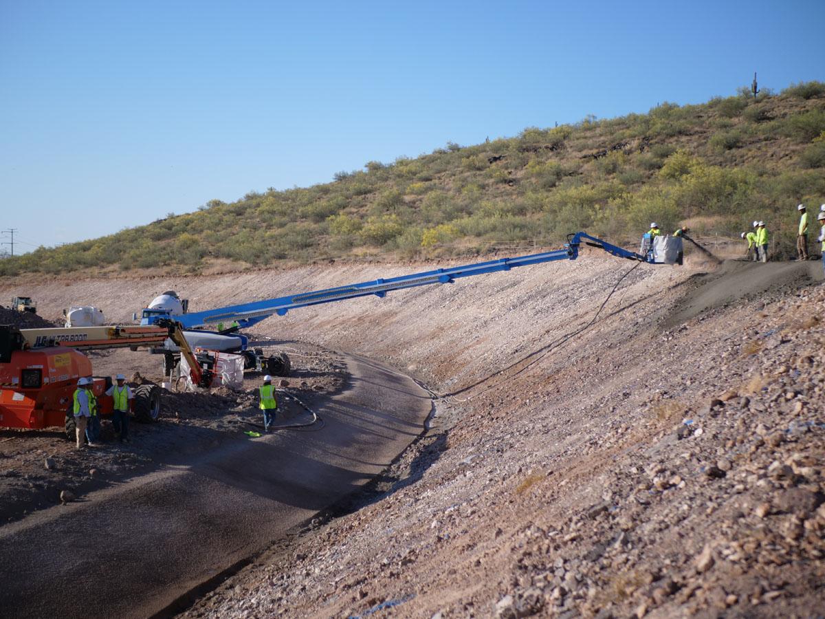 Commercial shotcrete v-ditch installation by BAM Shotcrete BAM Shotcrete Phoenix (623)208-2912