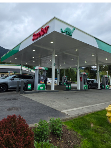 Sinclair gas station fueling island