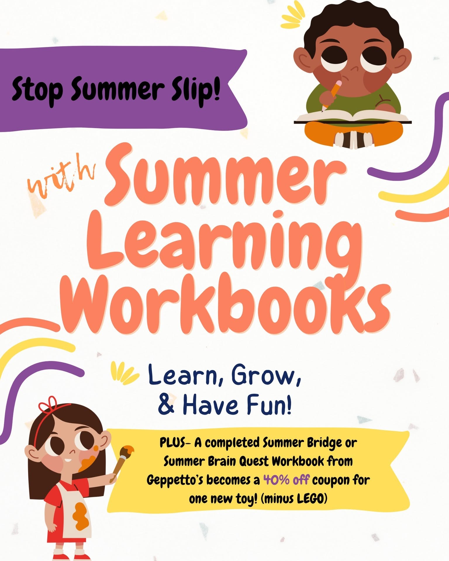 Help stop summer slip with just 15 minutes a day of a summer workbook- your kiddos will thank you in 